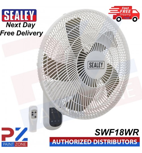 SEALEY SWF18WR 18" 3-Speed Wall Fan with Remote Control 230V